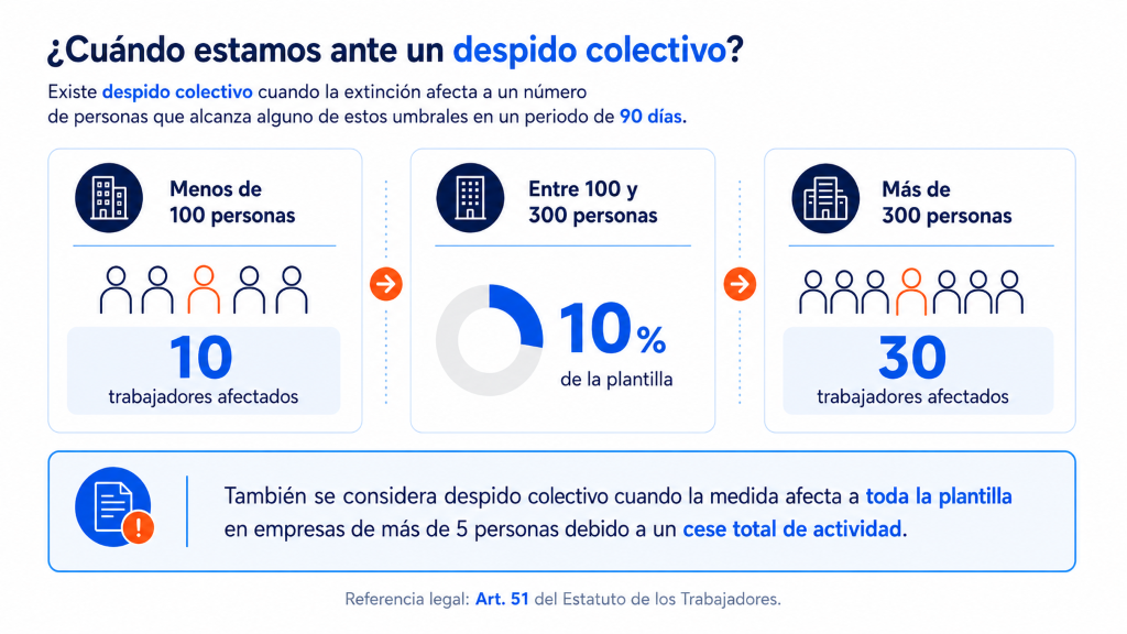 Gráfica con ratios para detectar cuándo es despido colectivo según tamaño de la emrpesa
