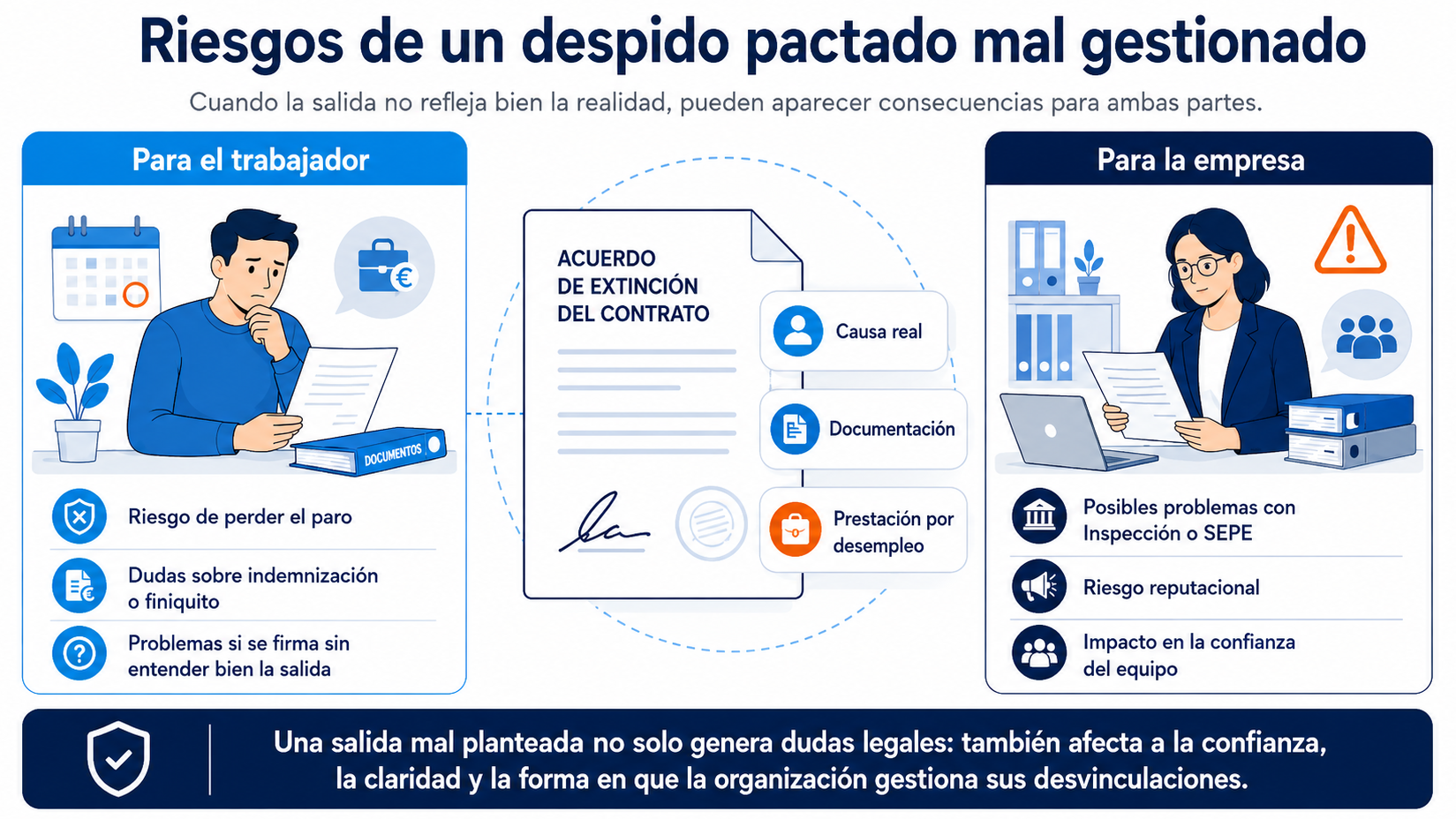 Infografía con los riesgos de un despido pactado mal gestionado