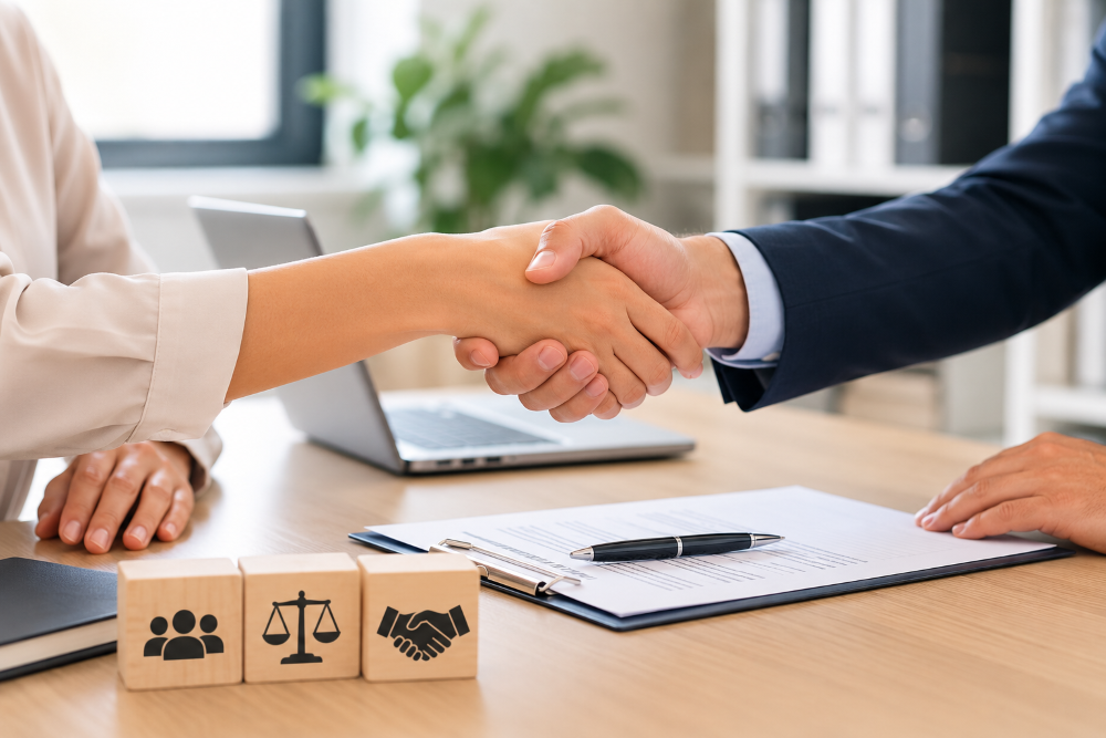 Empresa y trabajador gestionando un despido pactado