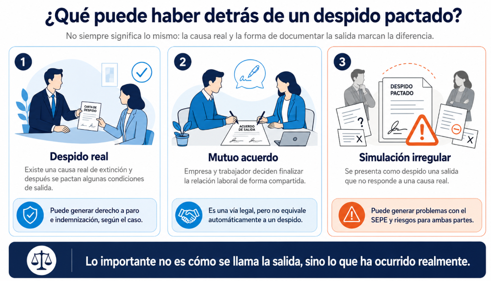 Infografía sobre lo que puede esconderse detrás de un despido pactado